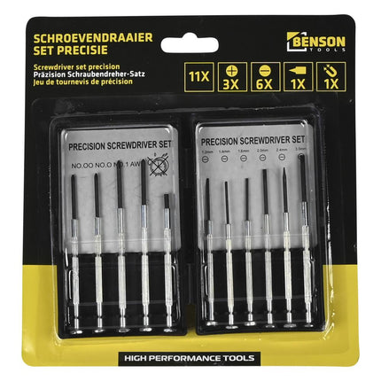 Benson Precisie Schroevendraaierset - 11-delig - Inclusief Opbergbox