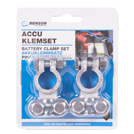 Benson Accuklemmen Set – Plus & Minpool – 2-delig – Universeel – 15-20 mm