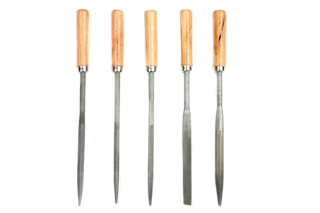 Benson Sleutelvijlenset - 5-delig - Hard Staal - Houten Handvat - 170 mm