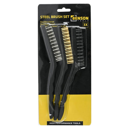 Benson Staalborstelset Maxi - 200 mm - 3-delig - RVS, Messing & Nylon