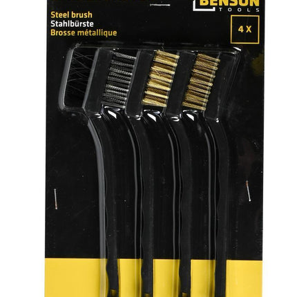 Benson Mini Staalborstelset - 175 mm - 4-delig - Nylon, Koper & Staal