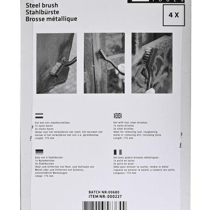 Benson Mini Staalborstelset - 175 mm - 4-delig - Nylon, Koper & Staal