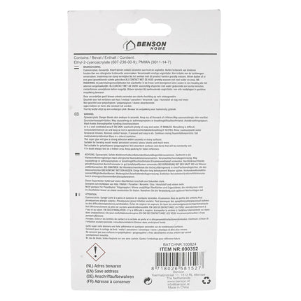 Benson Secondelijm - 2 x 10 gram - Oplosmiddelvrij - Vloeibaar