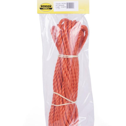 Benson Polypropyleen Touw Oranje 6 mm x 10 Meter - 550 kg Breekkracht