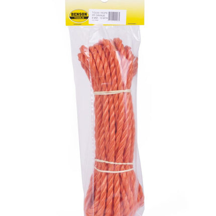 Benson Polypropyleen Touw Oranje 8 mm x 10 Meter - 960 kg Breeksterkte
