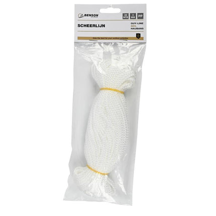 Benson Scheerlijn Touw - 3 mm x 20 Meter - 12-Gevlochten - UV-Bestendig - Wit