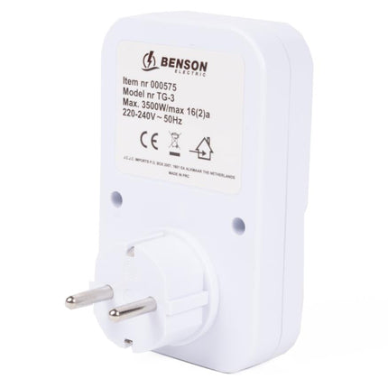 Benson Stopcontact met Randaarde - Analoge Timer - 24-uurs Schakelklok
