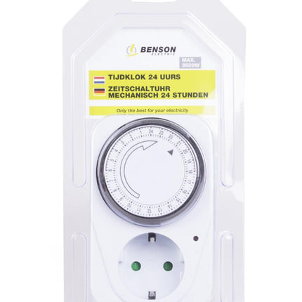 Benson Stopcontact met Randaarde - Analoge Timer - 24-uurs Schakelklok