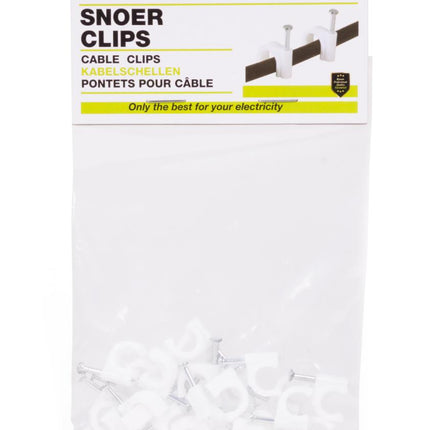 Benson Snoerclips - Kabelbeheer - 8 mm - 25 stuks - Inclusief spijker - Wit