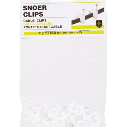 Benson Snoerclips - Kabelbeheer - 6 mm - 25 stuks - Inclusief spijker - Wit