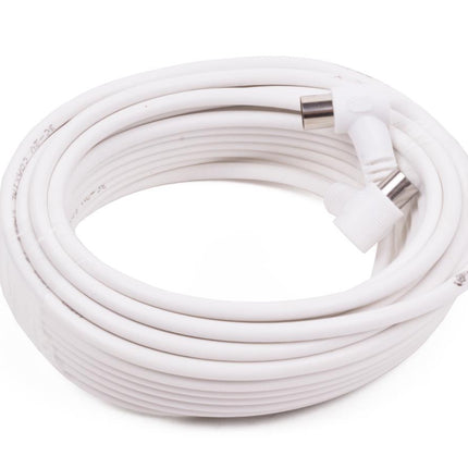 Benson Coax Kabel - 10 meter - Haakse Stekkers - Wit - Flexibel & Duurzaam