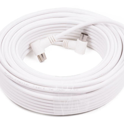 Benson Coax Kabel - 15 meter - Haakse Stekkers - Wit - HQ Signaaloverdracht