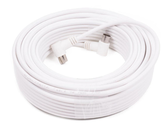 Benson Coax Kabel - 15 meter - Haakse Stekkers - Wit - HQ Signaaloverdracht