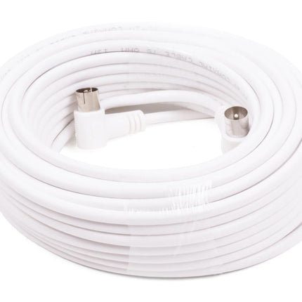 Benson Coax Kabel - 20 meter - Haakse Stekkers - Wit - Flexibel & Storingsvrij