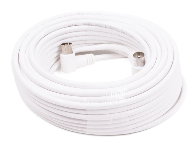 Benson Coax Kabel - 20 meter - Haakse Stekkers - Wit - Flexibel & Storingsvrij