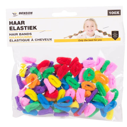 Benson Haarelastiekjes Set – 100 Stuks – Metaalvrij – Kleurrijke Mix