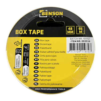 Benson Verpakkingstape Transparant - 48 mm x 66 m - Professionele Dozentape
