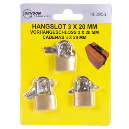 Stahlex Hangsloten Set – 3 x 20 mm – Niet Gelijksluitend