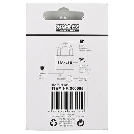 Stahlex Hangslot – 30 mm – Veiligheidscategorie C – 3 Sleutels