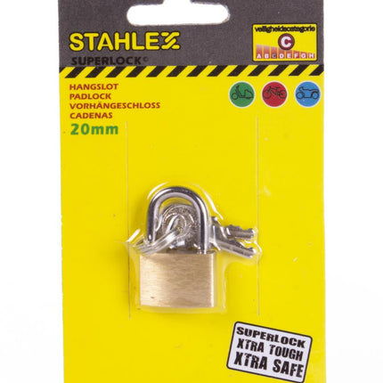 Stahlex Hangslot – 20 mm – Superlock – Goud – 2 Sleutels