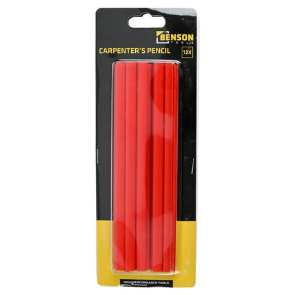 Benson Timmermanspotloden – 12 Stuks – 17,5 cm – Ovaal – Rood