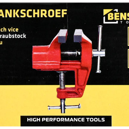 Benson Mini-Bankschroef - 25 mm - Klemmend Model - Rood