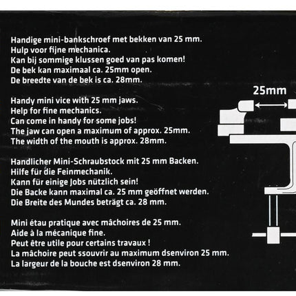 Benson Mini-Bankschroef - 25 mm - Klemmend Model - Rood