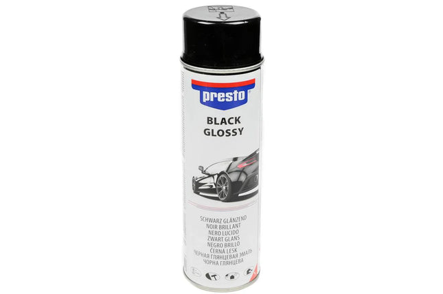 Presto Spuitlak Glans Zwart – 500 ml – Hoogwaardige Nitro-Combi Kwaliteit
