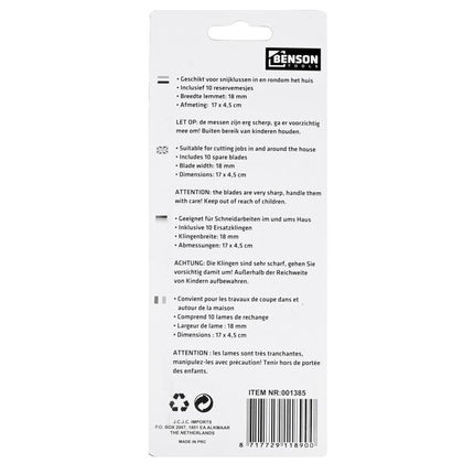 Benson Afbreekmes 9 mm – Inclusief 10 Reservemessen – 147 mm