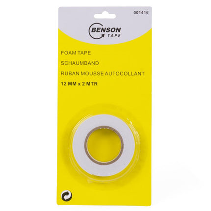 Benson Smalle Foamtape 12 mm x 2 m - Wit - Zachte Schuimtape