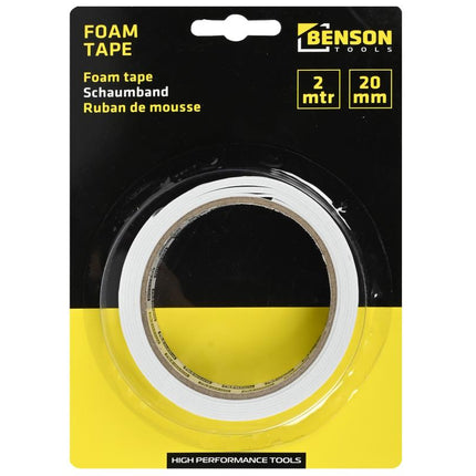 Benson Dubbelzijdige Foamtape 20 mm x 2 m - Wit - Sterke Hechting