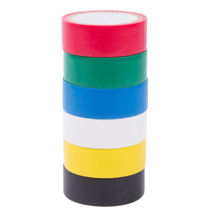 Benson PVC Isolatietape Set - 6 Stuks - 3 meter x 18 mm - Diverse Kleuren