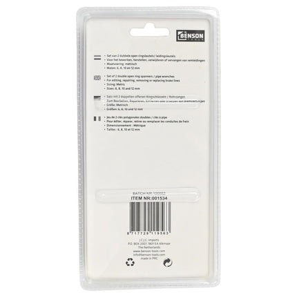 Benson Remleidingsleutelset - 2-delig - 6 t/m 12 mm - Chroom-Vanadium