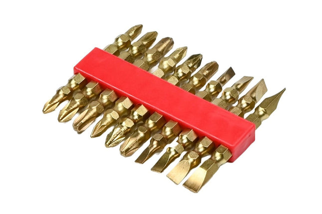 Benson Bitset Dubbelzijdig - 10-delig - Goudkleurig Koolstofstaal - Met Riemclip