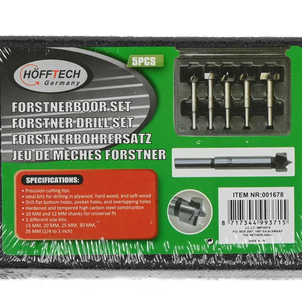 Hofftech Forstnerboorset - 5-delig - 15 t/m 35 mm - Inclusief Opbergkoffer