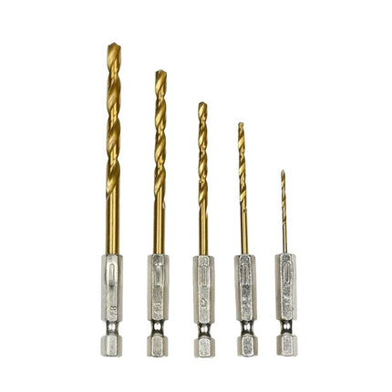 Hofftech Titanium Boorset - 5-delig - HEX Bitaansluiting - 1.5 t/m 4.8 mm