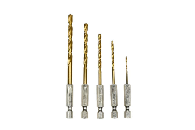 Hofftech Titanium Boorset - 5-delig - HEX Bitaansluiting - 1.5 t/m 4.8 mm