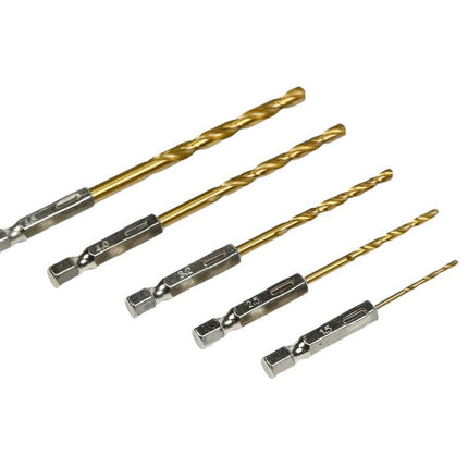 Hofftech Titanium Boorset - 5-delig - HEX Bitaansluiting - 1.5 t/m 4.8 mm