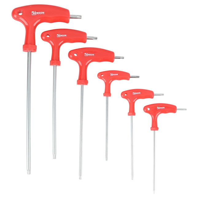 Benson Torx Sleutelset - 6-delig - Ergonomische T-Greep - T10 t/m T40