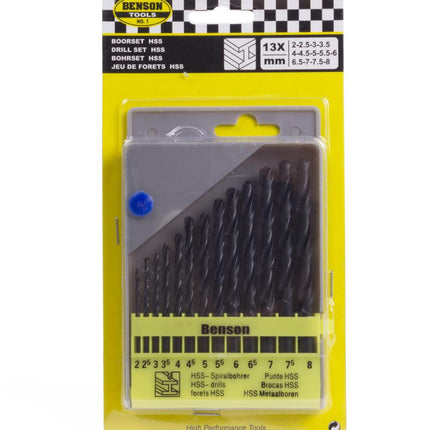 Benson Metaalboorset - 13-delig - HSS-Staal - 2 t/m 8 mm - Inclusief Cassette