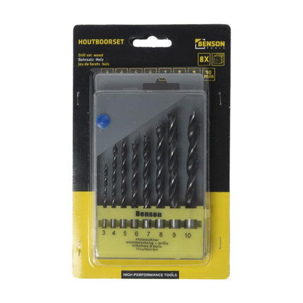 Benson Houtboorset - 8-delig - 3 t/m 10 mm - Inclusief Bewaarcassette