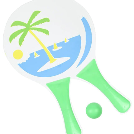 Benson Beachball Set Hout - Groot Slagoppervlak - Met Bal en Draagnet