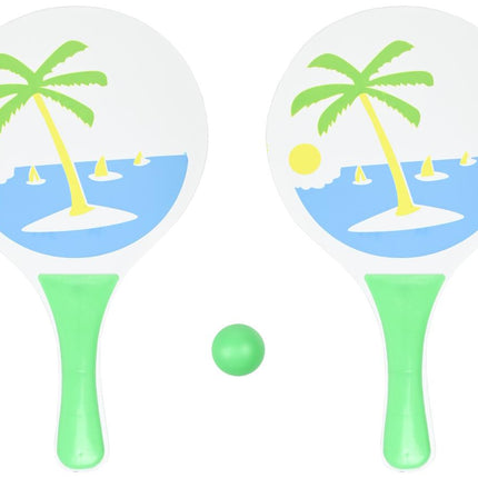 Benson Beachball Set - 2 Houten Paddles - Inclusief Bal en Draagnet