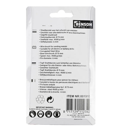 Benson Komborstel voor Boormachine - Ø 75 mm - Messing Draad