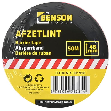 Benson Afzetlint Rood/Wit - 48 mm x 50 meter - Robuust & Zichtbaar