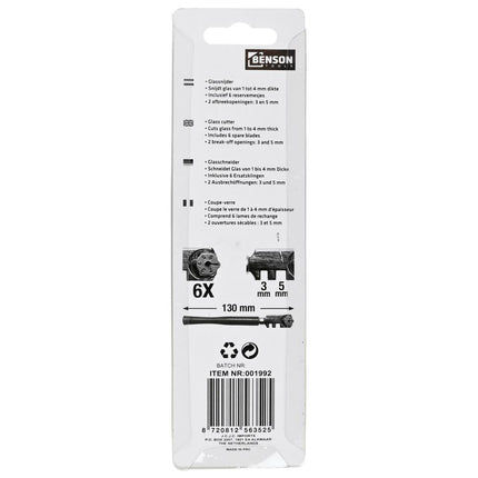 Benson Glassnijder - Houten Heft - 1-4 mm - Inclusief Breekfunctie