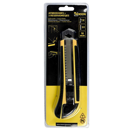 Benson Professioneel Afbreekmes - 18 mm - Inclusief 3 Reservemessen - Geel