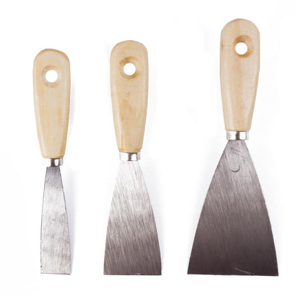 Benson Plamuurmessenset 3-delig - Houten Handvat - Flexibele Spatels