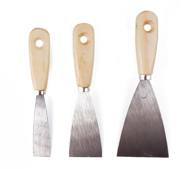 Benson Plamuurmessenset 3-delig - Houten Handvat - Flexibele Spatels