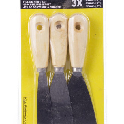 Benson Plamuurmessenset 3-delig - Houten Handvat - Flexibele Spatels